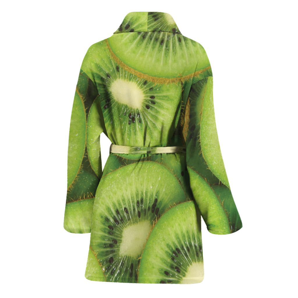 Kiwi Slices Print Women's Bathrobe