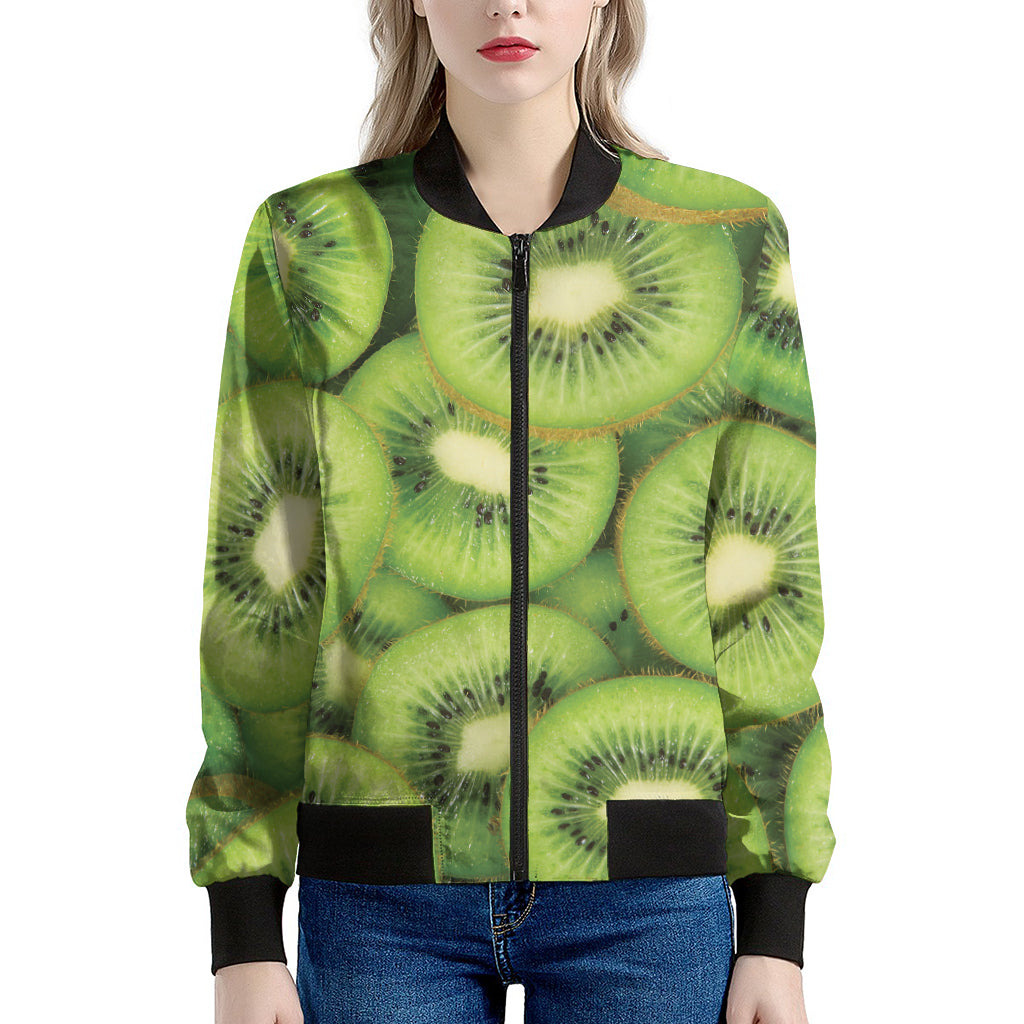 Kiwi Slices Print Women's Bomber Jacket