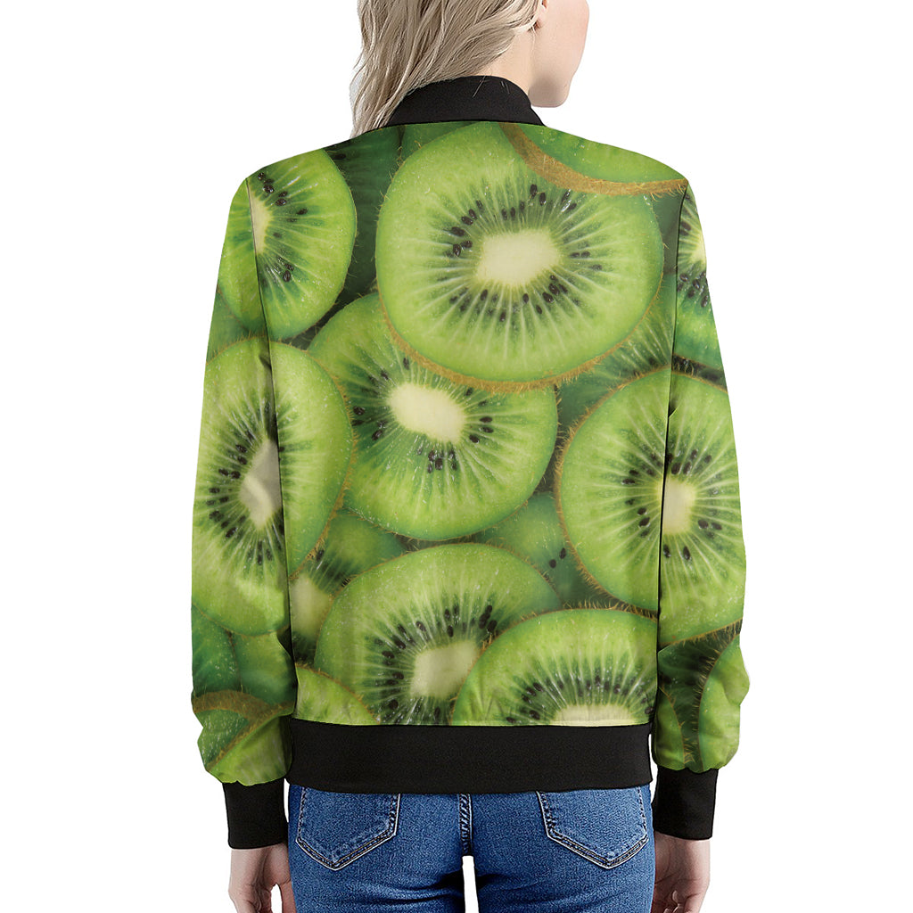 Kiwi Slices Print Women's Bomber Jacket