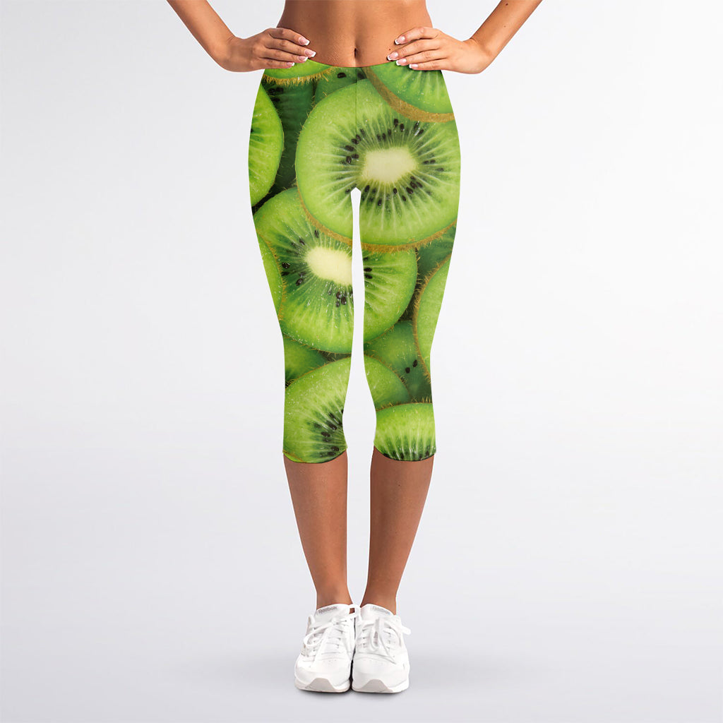 Kiwi Slices Print Women's Capri Leggings