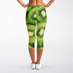 Kiwi Slices Print Women's Capri Leggings