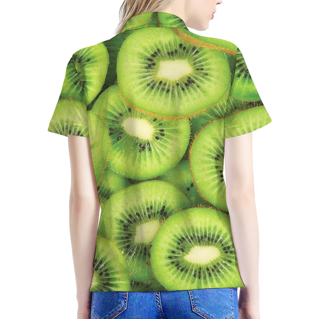 Kiwi Slices Print Women's Polo Shirt