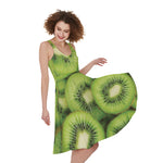 Kiwi Slices Print Women's Sleeveless Dress