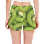 Kiwi Slices Print Women's Split Running Shorts