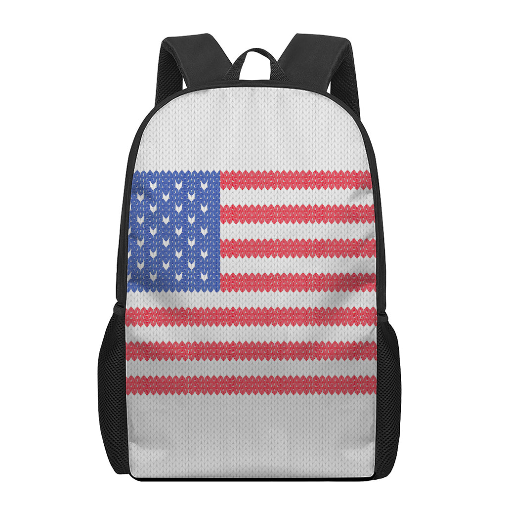 Knitted American Flag Print 17 Inch Backpack