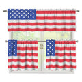 Knitted American Flag Print 3 Piece Kitchen Curtains