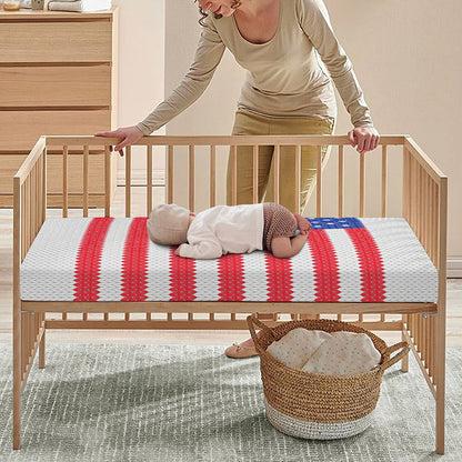 Knitted American Flag Print Baby Crib Sheet