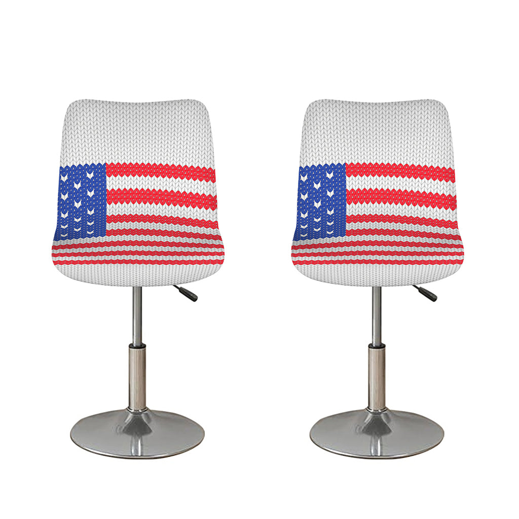 Knitted American Flag Print Bar Stool Covers