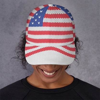 Knitted American Flag Print Baseball Cap