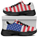 Knitted American Flag Print Black Chunky Shoes