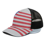 Knitted American Flag Print Black Mesh Trucker Cap