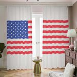 Knitted American Flag Print Blackout Pencil Pleat Curtains