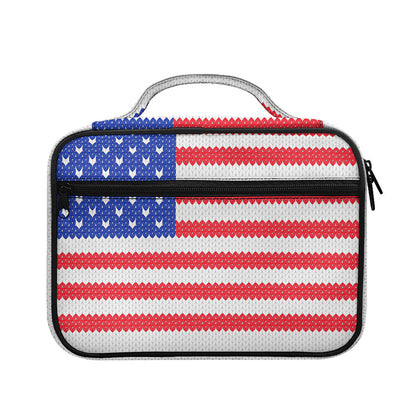 Knitted American Flag Print Briefcase Bible Bag