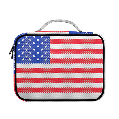 Knitted American Flag Print Briefcase Bible Bag