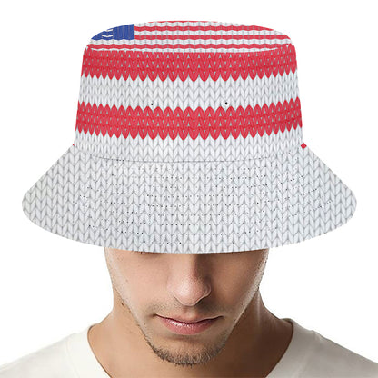 Knitted American Flag Print Bucket Hat