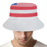 Knitted American Flag Print Bucket Hat