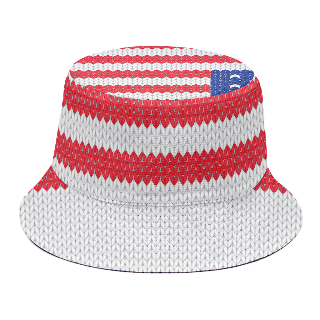 Knitted American Flag Print Bucket Hat