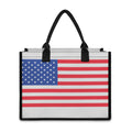 Knitted American Flag Print Canvas Tote Bag