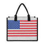 Knitted American Flag Print Canvas Tote Bag