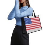 Knitted American Flag Print Canvas Tote Bag