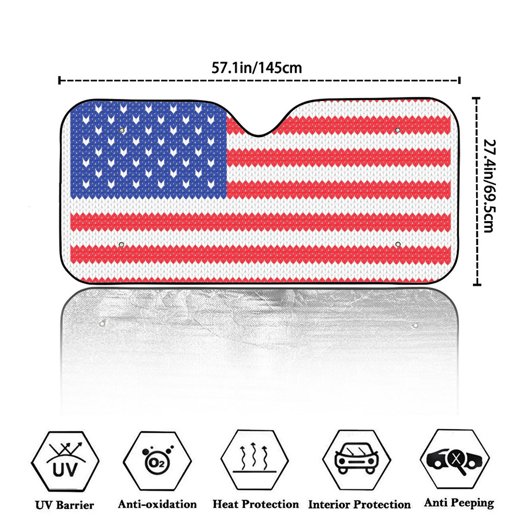 Knitted American Flag Print Car Windshield Sun Shade