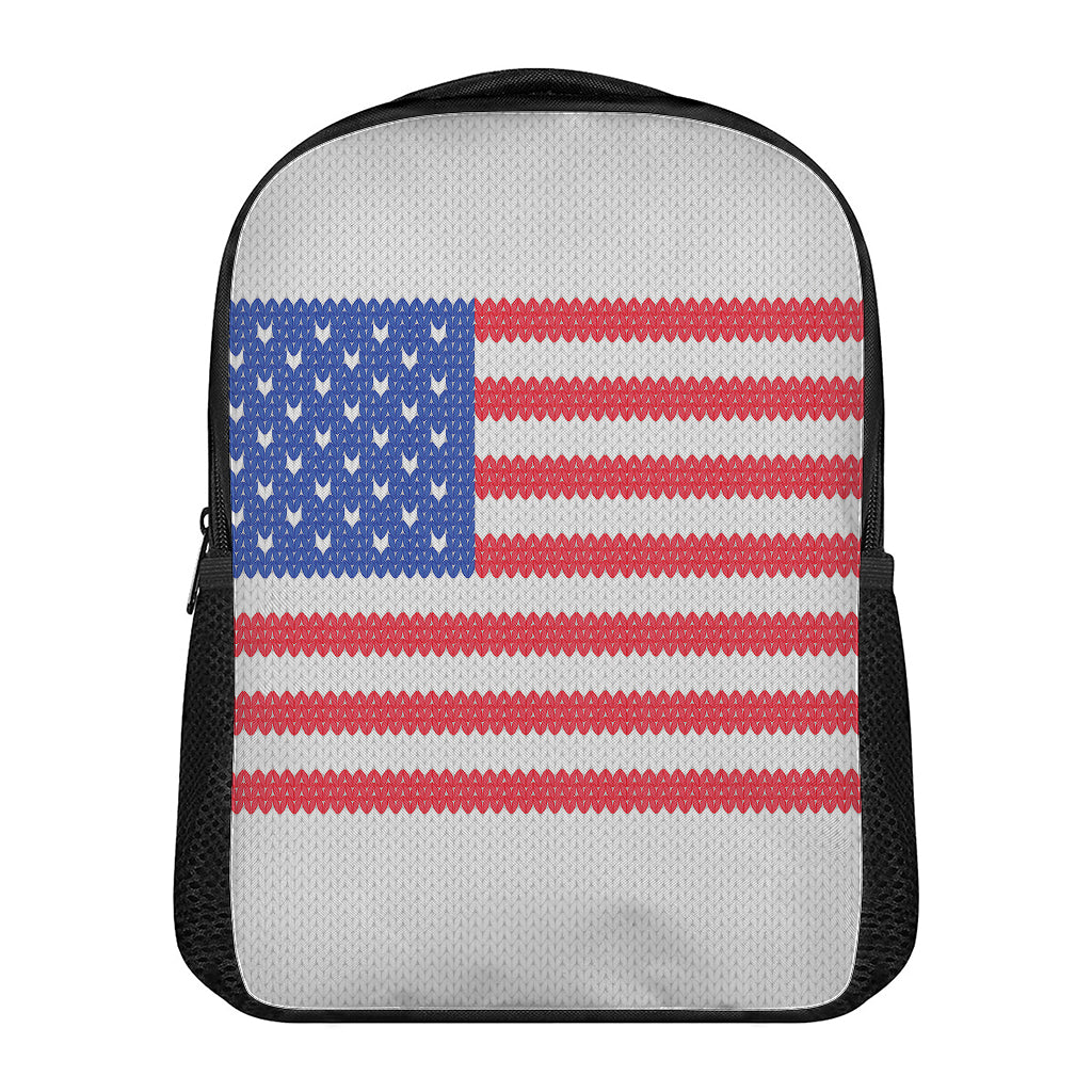 Knitted American Flag Print Casual Backpack