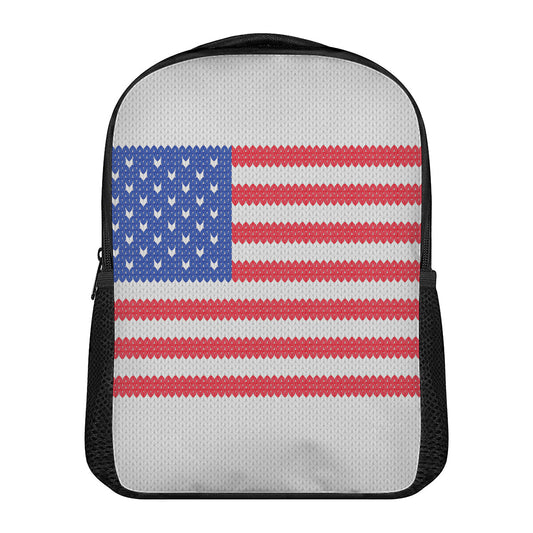 Knitted American Flag Print Casual Backpack