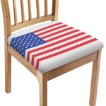Knitted American Flag Print Chair Cushion Cover