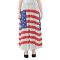 Knitted American Flag Print Chiffon Maxi Skirt