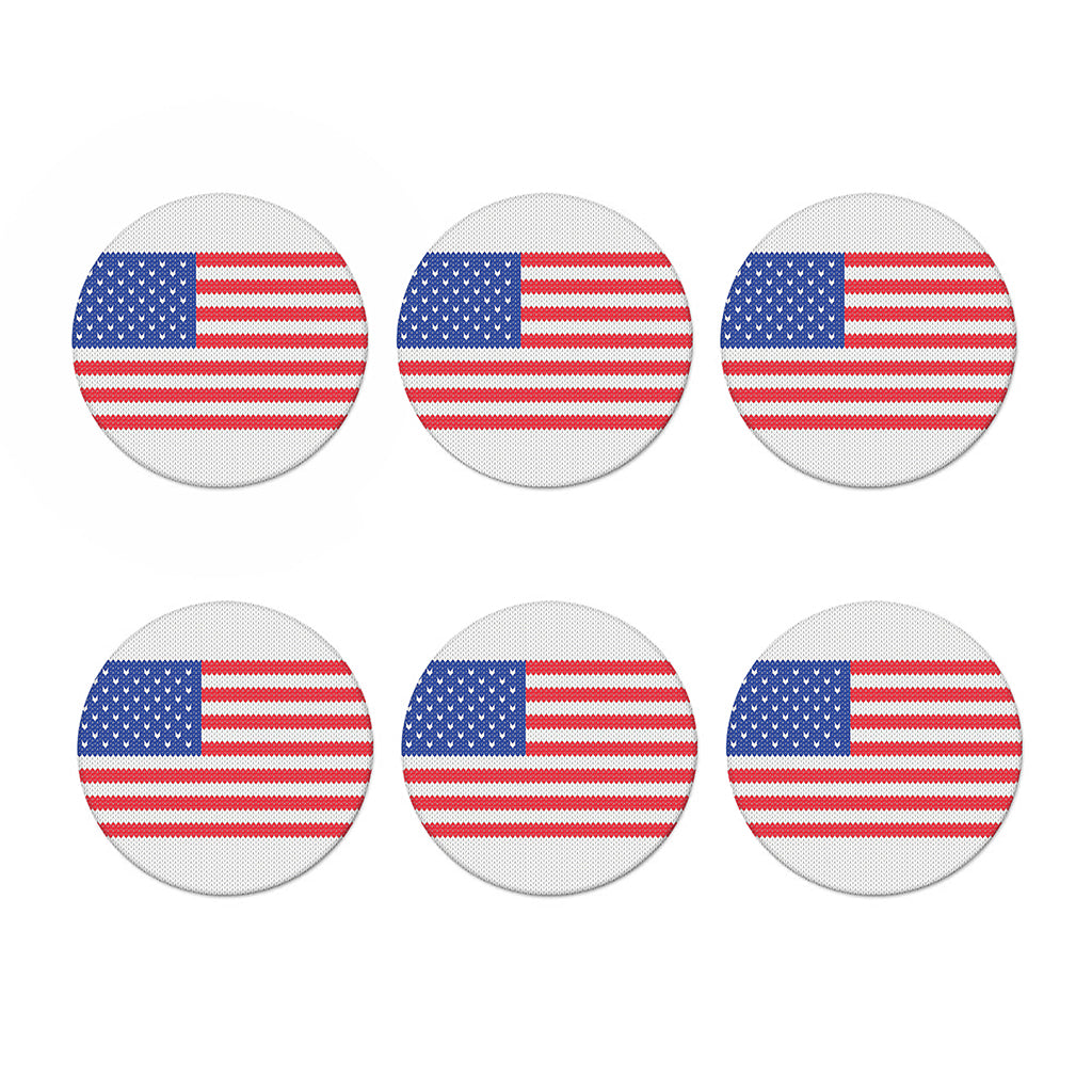 Knitted American Flag Print Coaster Set