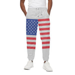 Knitted American Flag Print Cotton Pants