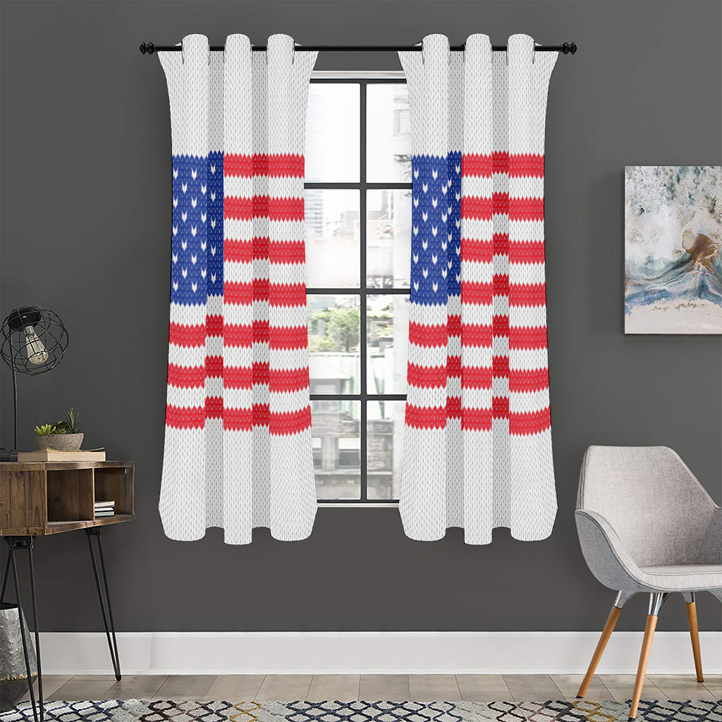 Knitted American Flag Print Curtain