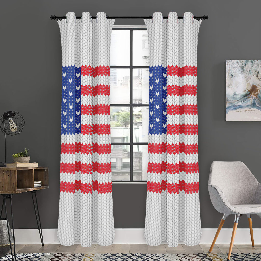 Knitted American Flag Print Curtain