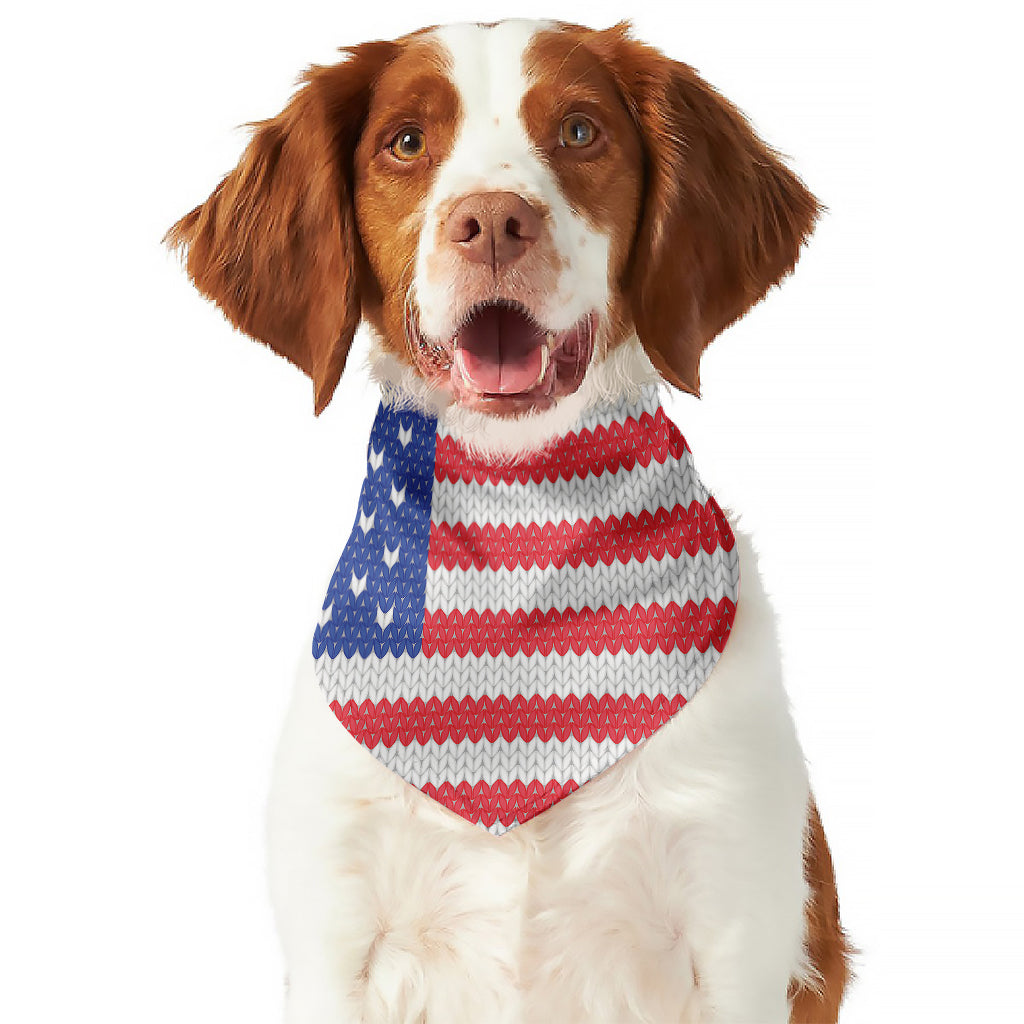 Knitted American Flag Print Dog Bandana