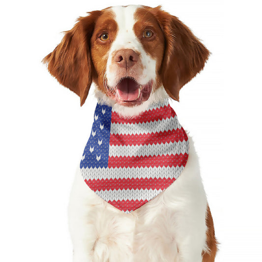 Knitted American Flag Print Dog Bandana