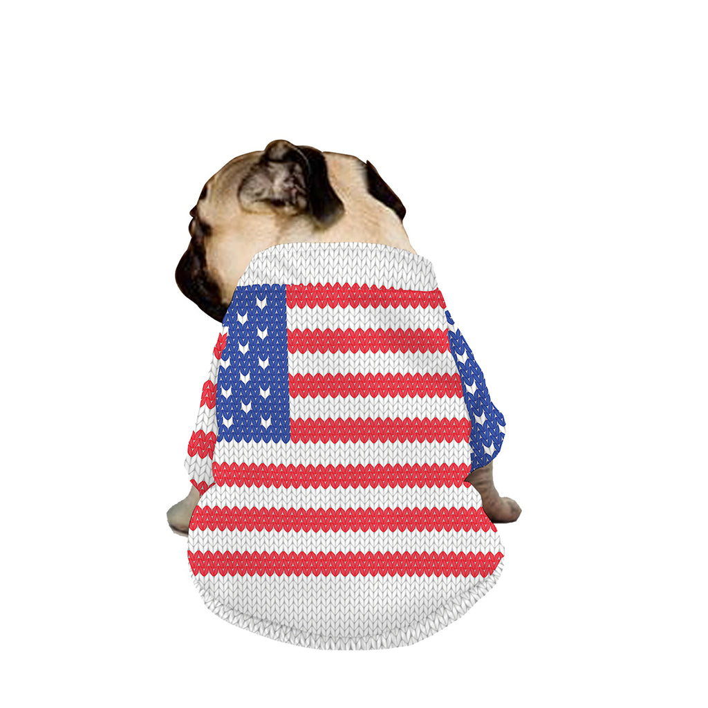 Knitted American Flag Print Dog Zip Up Jacket