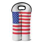 Knitted American Flag Print Double Neoprene Wine Tote
