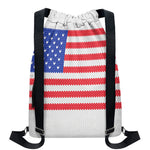 Knitted American Flag Print Drawstring Backpack
