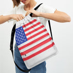 Knitted American Flag Print Drawstring Backpack