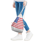Knitted American Flag Print Drawstring Bag