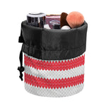 Knitted American Flag Print Drawstring Makeup Bag