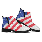 Knitted American Flag Print Flat Ankle Boots