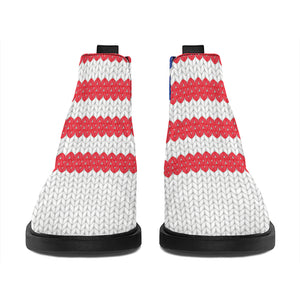Knitted American Flag Print Flat Ankle Boots