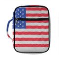 Knitted American Flag Print Front Pocket Bible Bag