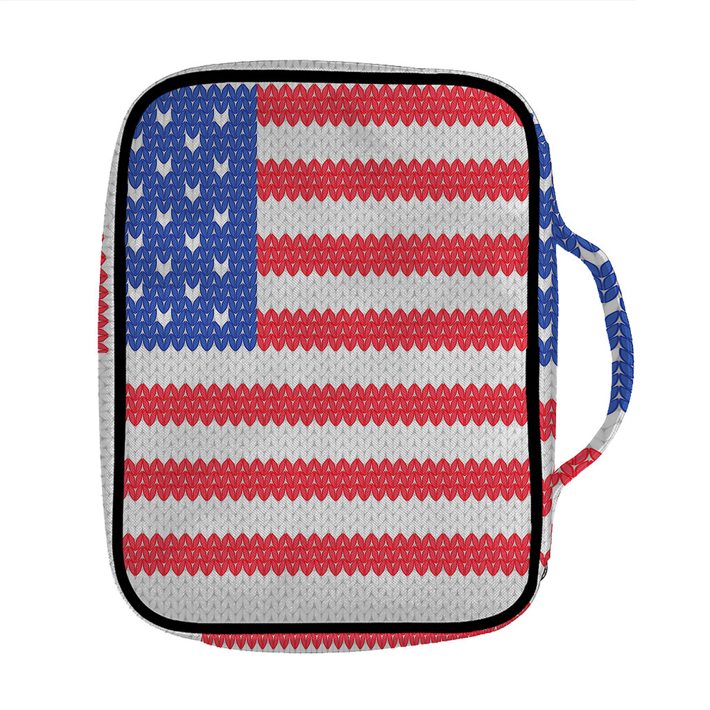 Knitted American Flag Print Front Pocket Bible Bag
