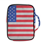 Knitted American Flag Print Front Pocket Bible Bag