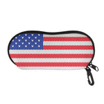 Knitted American Flag Print Glasses Case