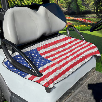 Knitted American Flag Print Golf Cart Seat Cover