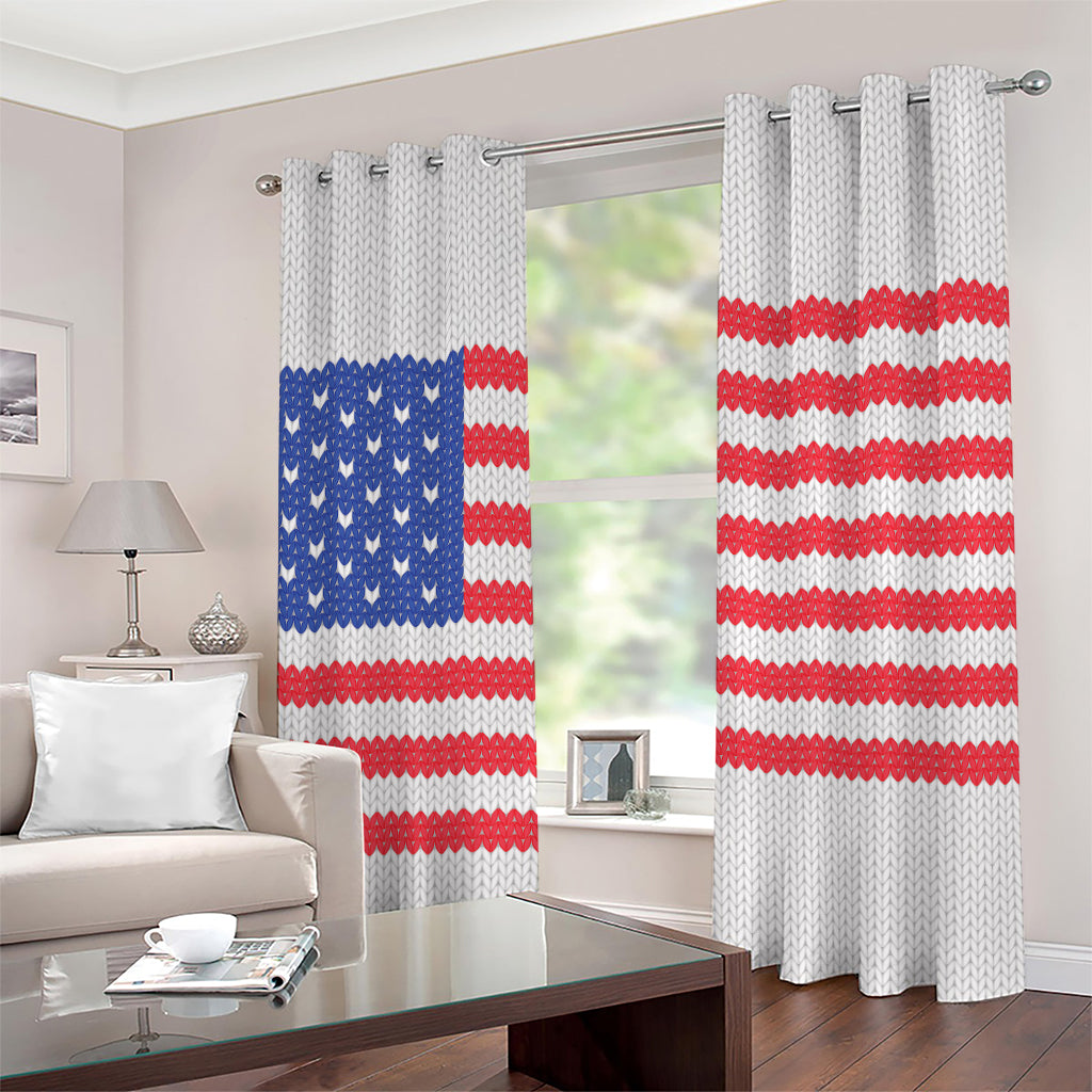 Knitted American Flag Print Grommet Curtains