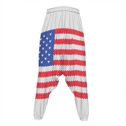 Knitted American Flag Print Hammer Pants
